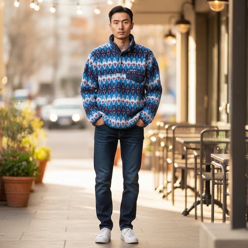 Patagonia Synchilla Snap-T Fleece Pullover Men's XXS Blue Fair Isle Aztec